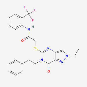 2-{[2-ethyl-7-oxo-6-(2-phenylethyl)-2H,6H,7H-pyrazolo[4,3-d]pyrimidin-5-yl]sulfanyl}-N-[2-(trifluoromethyl)phenyl]acetamide