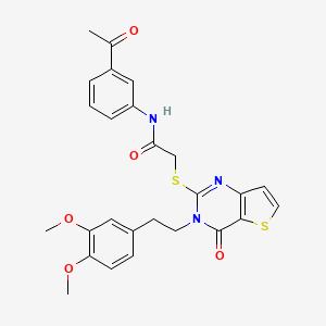 molecular formula C26H25N3O5S2 B6514989 N-(3-acetylphenyl)-2-({3-[2-(3,4-dimethoxyphenyl)ethyl]-4-oxo-3H,4H-thieno[3,2-d]pyrimidin-2-yl}sulfanyl)acetamide CAS No. 892311-47-6