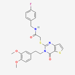 molecular formula C25H24FN3O4S2 B6514991 2-({3-[2-(3,4-dimethoxyphenyl)ethyl]-4-oxo-3H,4H-thieno[3,2-d]pyrimidin-2-yl}sulfanyl)-N-[(4-fluorophenyl)methyl]acetamide CAS No. 892311-40-9
