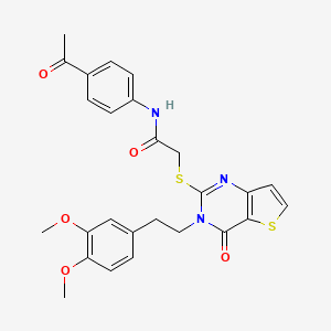 molecular formula C26H25N3O5S2 B6514999 N-(4-acetylphenyl)-2-({3-[2-(3,4-dimethoxyphenyl)ethyl]-4-oxo-3H,4H-thieno[3,2-d]pyrimidin-2-yl}sulfanyl)acetamide CAS No. 892311-60-3