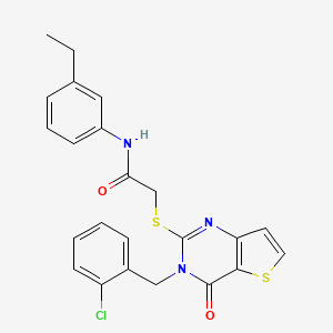 molecular formula C23H20ClN3O2S2 B6515043 2-({3-[(2-chlorophenyl)methyl]-4-oxo-3H,4H-thieno[3,2-d]pyrimidin-2-yl}sulfanyl)-N-(3-ethylphenyl)acetamide CAS No. 899547-27-4