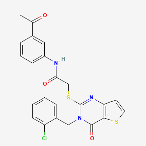 molecular formula C23H18ClN3O3S2 B6515051 N-(3-acetylphenyl)-2-({3-[(2-chlorophenyl)methyl]-4-oxo-3H,4H-thieno[3,2-d]pyrimidin-2-yl}sulfanyl)acetamide CAS No. 899547-35-4