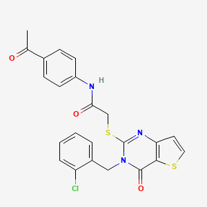 molecular formula C23H18ClN3O3S2 B6515052 N-(4-acetylphenyl)-2-({3-[(2-chlorophenyl)methyl]-4-oxo-3H,4H-thieno[3,2-d]pyrimidin-2-yl}sulfanyl)acetamide CAS No. 899547-37-6