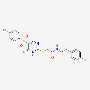 molecular formula C20H17BrClN3O4S2 B6515063 2-{[5-(4-bromobenzenesulfonyl)-6-oxo-1,6-dihydropyrimidin-2-yl]sulfanyl}-N-[2-(4-chlorophenyl)ethyl]acetamide CAS No. 899548-38-0