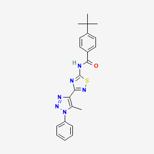 molecular formula C22H22N6OS B6515069 4-tert-butyl-N-[3-(5-methyl-1-phenyl-1H-1,2,3-triazol-4-yl)-1,2,4-thiadiazol-5-yl]benzamide CAS No. 931937-63-2