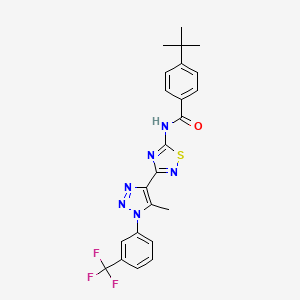 molecular formula C23H21F3N6OS B6515104 4-tert-butyl-N-(3-{5-methyl-1-[3-(trifluoromethyl)phenyl]-1H-1,2,3-triazol-4-yl}-1,2,4-thiadiazol-5-yl)benzamide CAS No. 931722-91-7