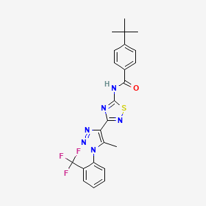 molecular formula C23H21F3N6OS B6515106 4-tert-butyl-N-(3-{5-methyl-1-[2-(trifluoromethyl)phenyl]-1H-1,2,3-triazol-4-yl}-1,2,4-thiadiazol-5-yl)benzamide CAS No. 931363-50-7