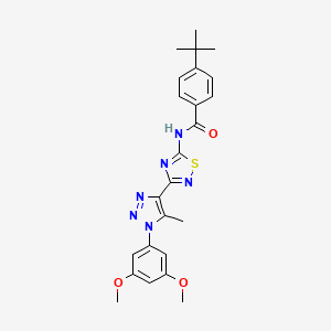 molecular formula C24H26N6O3S B6515117 4-tert-butyl-N-{3-[1-(3,5-dimethoxyphenyl)-5-methyl-1H-1,2,3-triazol-4-yl]-1,2,4-thiadiazol-5-yl}benzamide CAS No. 931334-53-1