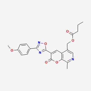 molecular formula C23H21N3O6 B6515123 {3-[3-(4-methoxyphenyl)-1,2,4-oxadiazol-5-yl]-8-methyl-2-oxo-2H-pyrano[2,3-c]pyridin-5-yl}methyl butanoate CAS No. 931334-68-8
