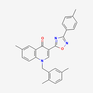 molecular formula C28H25N3O2 B6515129 1-[(2,5-dimethylphenyl)methyl]-6-methyl-3-[3-(4-methylphenyl)-1,2,4-oxadiazol-5-yl]-1,4-dihydroquinolin-4-one CAS No. 931363-66-5