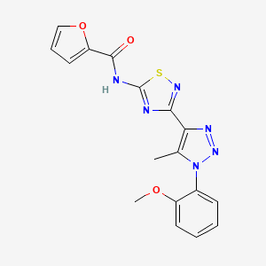 molecular formula C17H14N6O3S B6515133 N-{3-[1-(2-methoxyphenyl)-5-methyl-1H-1,2,3-triazol-4-yl]-1,2,4-thiadiazol-5-yl}furan-2-carboxamide CAS No. 931334-79-1