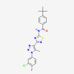 molecular formula C22H20ClFN6OS B6515150 4-tert-butyl-N-{3-[1-(3-chloro-4-fluorophenyl)-5-methyl-1H-1,2,3-triazol-4-yl]-1,2,4-thiadiazol-5-yl}benzamide CAS No. 931363-84-7