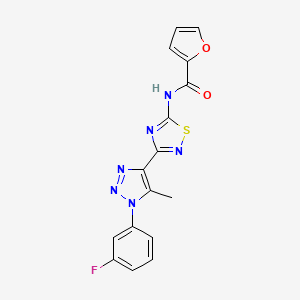molecular formula C16H11FN6O2S B6515155 N-{3-[1-(3-fluorophenyl)-5-methyl-1H-1,2,3-triazol-4-yl]-1,2,4-thiadiazol-5-yl}furan-2-carboxamide CAS No. 931723-35-2
