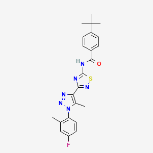 molecular formula C23H23FN6OS B6515167 4-tert-butyl-N-{3-[1-(4-fluoro-2-methylphenyl)-5-methyl-1H-1,2,3-triazol-4-yl]-1,2,4-thiadiazol-5-yl}benzamide CAS No. 931723-31-8