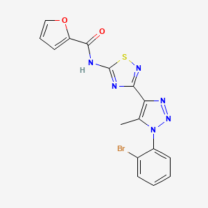 molecular formula C16H11BrN6O2S B6515168 N-{3-[1-(2-bromophenyl)-5-methyl-1H-1,2,3-triazol-4-yl]-1,2,4-thiadiazol-5-yl}furan-2-carboxamide CAS No. 931335-13-6