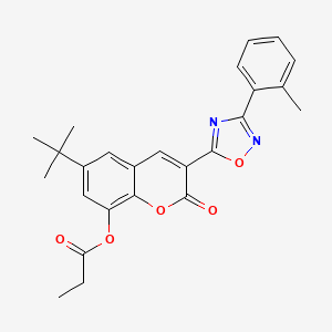 molecular formula C25H24N2O5 B6515193 6-tert-butyl-3-[3-(2-methylphenyl)-1,2,4-oxadiazol-5-yl]-2-oxo-2H-chromen-8-yl propanoate CAS No. 931364-44-2