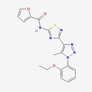 molecular formula C18H16N6O3S B6515202 N-{3-[1-(2-ethoxyphenyl)-5-methyl-1H-1,2,3-triazol-4-yl]-1,2,4-thiadiazol-5-yl}furan-2-carboxamide CAS No. 931364-47-5