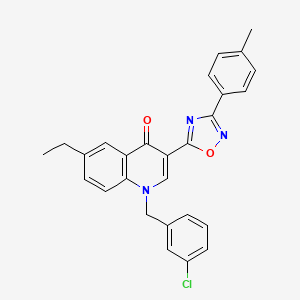 1-[(3-chlorophenyl)methyl]-6-ethyl-3-[3-(4-methylphenyl)-1,2,4-oxadiazol-5-yl]-1,4-dihydroquinolin-4-one