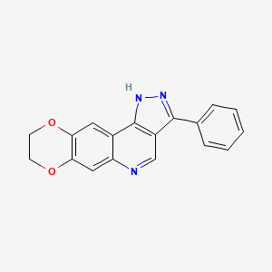 molecular formula C18H13N3O2 B6515258 14-phenyl-4,7-dioxa-12,13,17-triazatetracyclo[8.7.0.0^{3,8}.0^{11,15}]heptadeca-1,3(8),9,11(15),13,16-hexaene CAS No. 931359-30-7