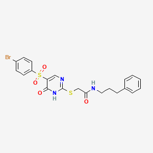 molecular formula C21H20BrN3O4S2 B6515275 2-{[5-(4-bromobenzenesulfonyl)-6-oxo-1,6-dihydropyrimidin-2-yl]sulfanyl}-N-(3-phenylpropyl)acetamide CAS No. 931965-41-2