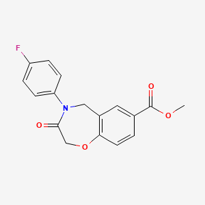 molecular formula C17H14FNO4 B6515278 methyl 4-(4-fluorophenyl)-3-oxo-2,3,4,5-tetrahydro-1,4-benzoxazepine-7-carboxylate CAS No. 950266-79-2