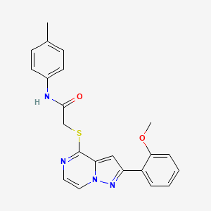 molecular formula C22H20N4O2S B6515286 2-{[2-(2-methoxyphenyl)pyrazolo[1,5-a]pyrazin-4-yl]sulfanyl}-N-(4-methylphenyl)acetamide CAS No. 931965-67-2