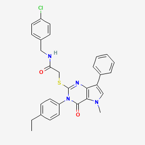molecular formula C30H27ClN4O2S B6515293 N-[(4-chlorophenyl)methyl]-2-{[3-(4-ethylphenyl)-5-methyl-4-oxo-7-phenyl-3H,4H,5H-pyrrolo[3,2-d]pyrimidin-2-yl]sulfanyl}acetamide CAS No. 931314-39-5