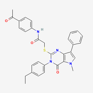 molecular formula C31H28N4O3S B6515320 N-(4-acetylphenyl)-2-{[3-(4-ethylphenyl)-5-methyl-4-oxo-7-phenyl-3H,4H,5H-pyrrolo[3,2-d]pyrimidin-2-yl]sulfanyl}acetamide CAS No. 931744-75-1