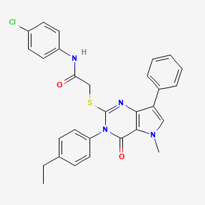 molecular formula C29H25ClN4O2S B6515327 N-(4-chlorophenyl)-2-{[3-(4-ethylphenyl)-5-methyl-4-oxo-7-phenyl-3H,4H,5H-pyrrolo[3,2-d]pyrimidin-2-yl]sulfanyl}acetamide CAS No. 933195-15-4