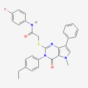 molecular formula C29H25FN4O2S B6515335 2-{[3-(4-ethylphenyl)-5-methyl-4-oxo-7-phenyl-3H,4H,5H-pyrrolo[3,2-d]pyrimidin-2-yl]sulfanyl}-N-(4-fluorophenyl)acetamide CAS No. 932975-15-0