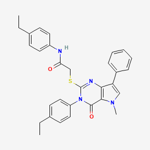 molecular formula C31H30N4O2S B6515342 N-(4-ethylphenyl)-2-{[3-(4-ethylphenyl)-5-methyl-4-oxo-7-phenyl-3H,4H,5H-pyrrolo[3,2-d]pyrimidin-2-yl]sulfanyl}acetamide CAS No. 933220-70-3