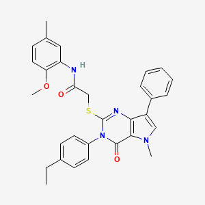 molecular formula C31H30N4O3S B6515379 2-{[3-(4-ethylphenyl)-5-methyl-4-oxo-7-phenyl-3H,4H,5H-pyrrolo[3,2-d]pyrimidin-2-yl]sulfanyl}-N-(2-methoxy-5-methylphenyl)acetamide CAS No. 933195-40-5