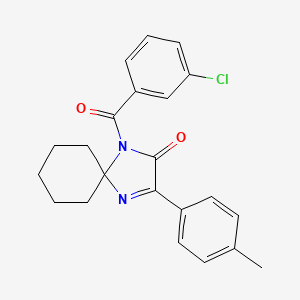 molecular formula C22H21ClN2O2 B6515399 1-(3-chlorobenzoyl)-3-(4-methylphenyl)-1,4-diazaspiro[4.5]dec-3-en-2-one CAS No. 933196-17-9