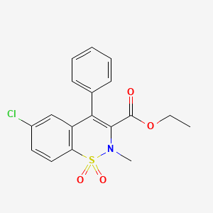 molecular formula C18H16ClNO4S B6515401 ethyl 6-chloro-2-methyl-1,1-dioxo-4-phenyl-2H-1lambda6,2-benzothiazine-3-carboxylate CAS No. 950258-43-2