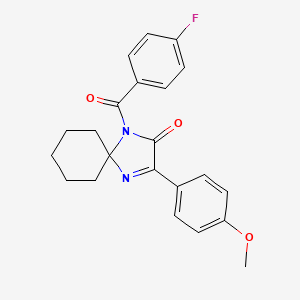 molecular formula C22H21FN2O3 B6515425 1-(4-fluorobenzoyl)-3-(4-methoxyphenyl)-1,4-diazaspiro[4.5]dec-3-en-2-one CAS No. 933196-57-7