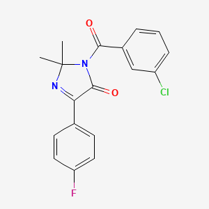 molecular formula C18H14ClFN2O2 B6515439 1-(3-chlorobenzoyl)-4-(4-fluorophenyl)-2,2-dimethyl-2,5-dihydro-1H-imidazol-5-one CAS No. 933243-21-1