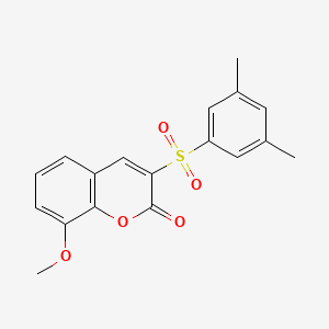 molecular formula C18H16O5S B6515451 3-(3,5-dimethylbenzenesulfonyl)-8-methoxy-2H-chromen-2-one CAS No. 950259-00-4