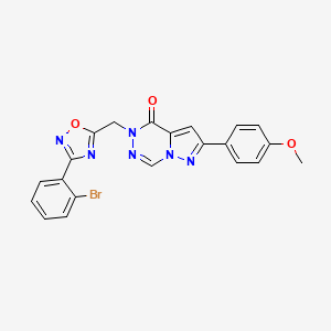 molecular formula C21H15BrN6O3 B6515536 5-{[3-(2-bromophenyl)-1,2,4-oxadiazol-5-yl]methyl}-2-(4-methoxyphenyl)-4H,5H-pyrazolo[1,5-d][1,2,4]triazin-4-one CAS No. 950276-77-4