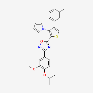 3-[3-methoxy-4-(propan-2-yloxy)phenyl]-5-[4-(3-methylphenyl)-3-(1H-pyrrol-1-yl)thiophen-2-yl]-1,2,4-oxadiazole