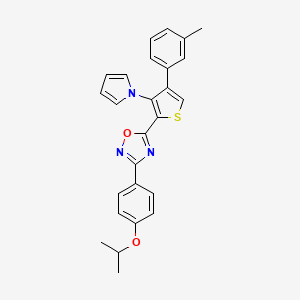 molecular formula C26H23N3O2S B6515575 5-[4-(3-methylphenyl)-3-(1H-pyrrol-1-yl)thiophen-2-yl]-3-[4-(propan-2-yloxy)phenyl]-1,2,4-oxadiazole CAS No. 950265-96-0