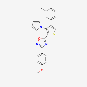 molecular formula C25H21N3O2S B6515587 3-(4-ethoxyphenyl)-5-[4-(3-methylphenyl)-3-(1H-pyrrol-1-yl)thiophen-2-yl]-1,2,4-oxadiazole CAS No. 950266-00-9