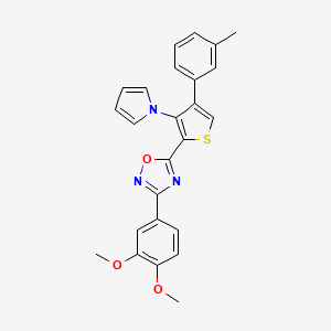 molecular formula C25H21N3O3S B6515598 3-(3,4-dimethoxyphenyl)-5-[4-(3-methylphenyl)-3-(1H-pyrrol-1-yl)thiophen-2-yl]-1,2,4-oxadiazole CAS No. 950266-02-1