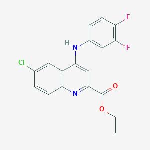 molecular formula C18H13ClF2N2O2 B6515605 ethyl 6-chloro-4-[(3,4-difluorophenyl)amino]quinoline-2-carboxylate CAS No. 950277-42-6