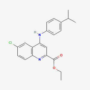 molecular formula C21H21ClN2O2 B6515609 ethyl 6-chloro-4-{[4-(propan-2-yl)phenyl]amino}quinoline-2-carboxylate CAS No. 950266-39-4