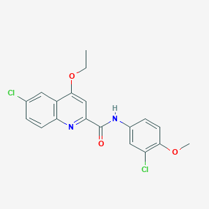 molecular formula C19H16Cl2N2O3 B6515668 6-chloro-N-(3-chloro-4-methoxyphenyl)-4-ethoxyquinoline-2-carboxamide CAS No. 950266-59-8