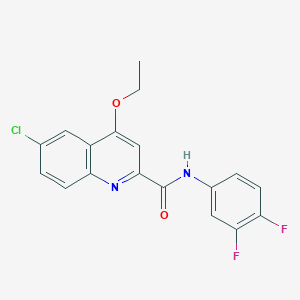 molecular formula C18H13ClF2N2O2 B6515693 6-chloro-N-(3,4-difluorophenyl)-4-ethoxyquinoline-2-carboxamide CAS No. 950277-72-2