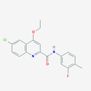 molecular formula C19H16ClFN2O2 B6515701 6-chloro-4-ethoxy-N-(3-fluoro-4-methylphenyl)quinoline-2-carboxamide CAS No. 950266-69-0