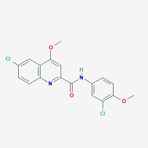 molecular formula C18H14Cl2N2O3 B6515734 6-chloro-N-(3-chloro-4-methoxyphenyl)-4-methoxyquinoline-2-carboxamide CAS No. 950266-81-6