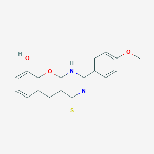 molecular formula C18H14N2O3S B6515795 9-hydroxy-2-(4-methoxyphenyl)-3H,4H,5H-chromeno[2,3-d]pyrimidine-4-thione CAS No. 912774-07-3