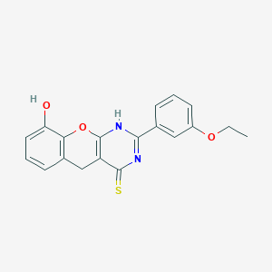 molecular formula C19H16N2O3S B6515812 2-(3-ethoxyphenyl)-9-hydroxy-3H,4H,5H-chromeno[2,3-d]pyrimidine-4-thione CAS No. 912791-51-6